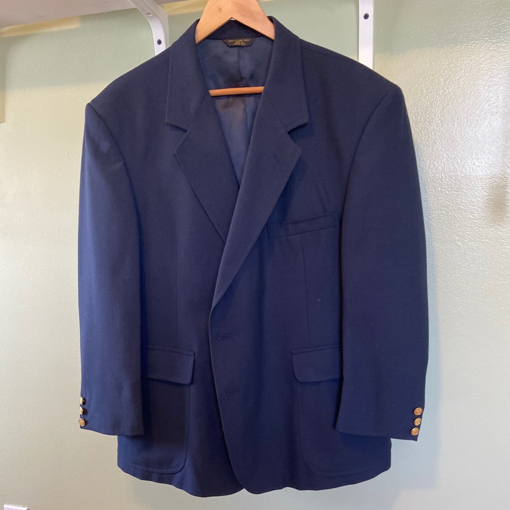 Navy Blue Gold Button Blazer
